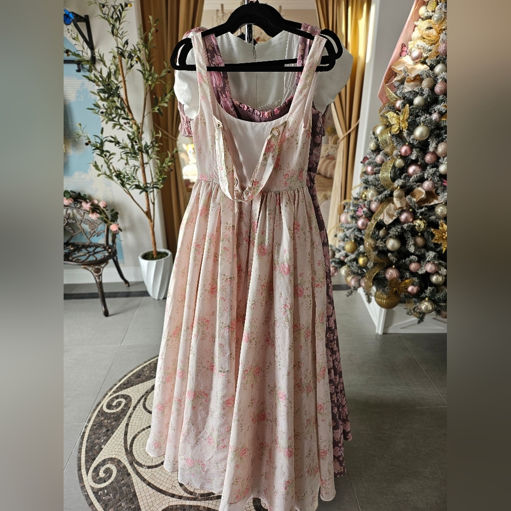 Maison Amory Take Me Out Dress Gown Floral Pink Maxi Dress Princess Small - Picture 4 of 6